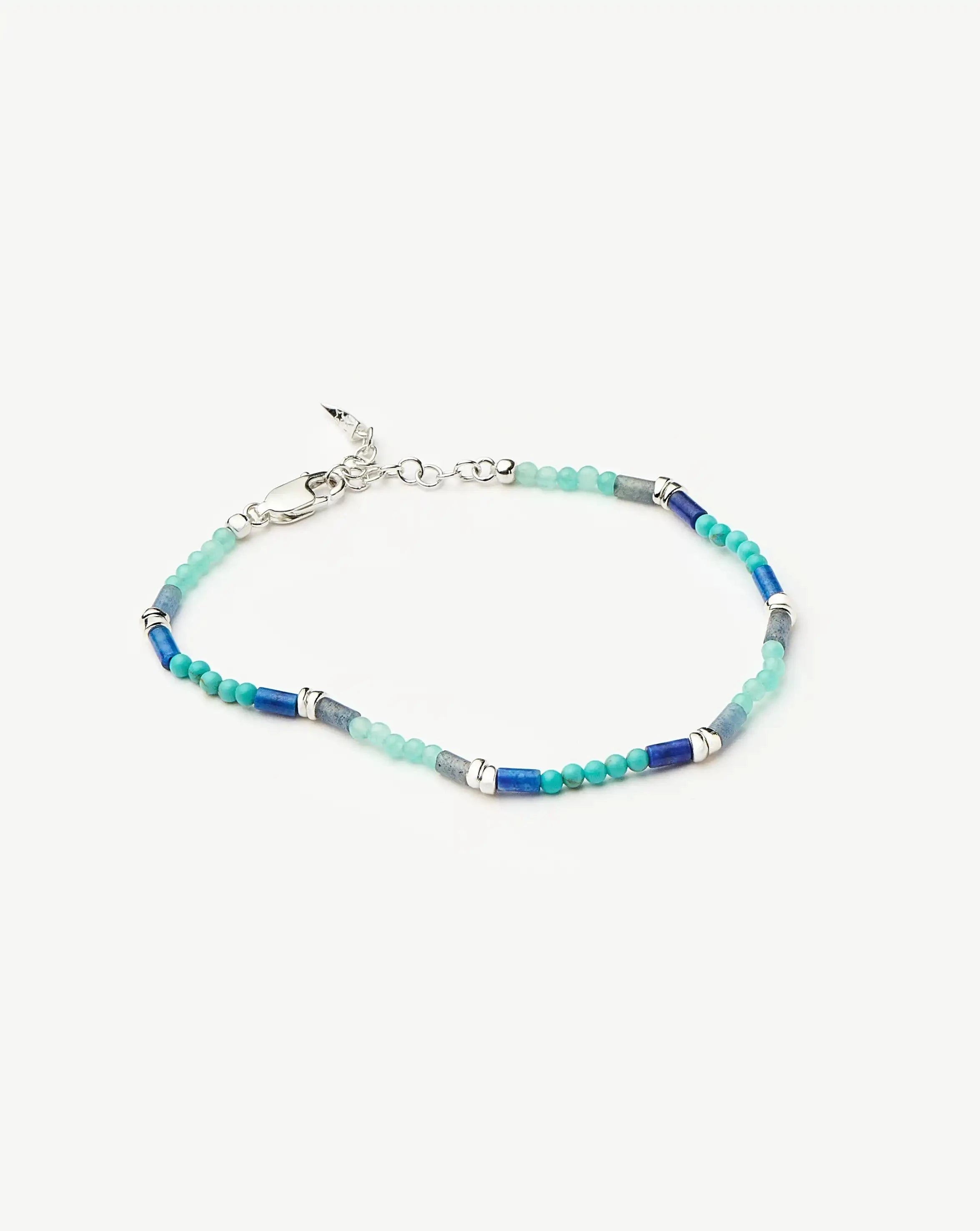Beaded Gemstone Bracelet | Silver Plated/Lagoon Blue Bracelets Missoma 