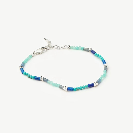 Beaded Gemstone Bracelet | Silver Plated/Lagoon Blue Bracelets Missoma 