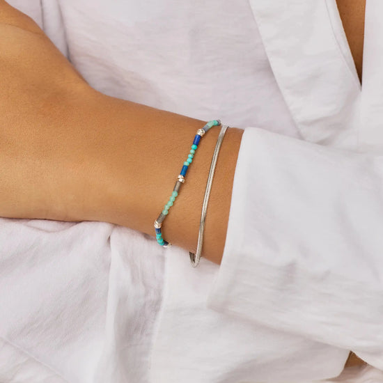 Beaded Gemstone Bracelet | Silver Plated/Lagoon Blue Bracelets Missoma 