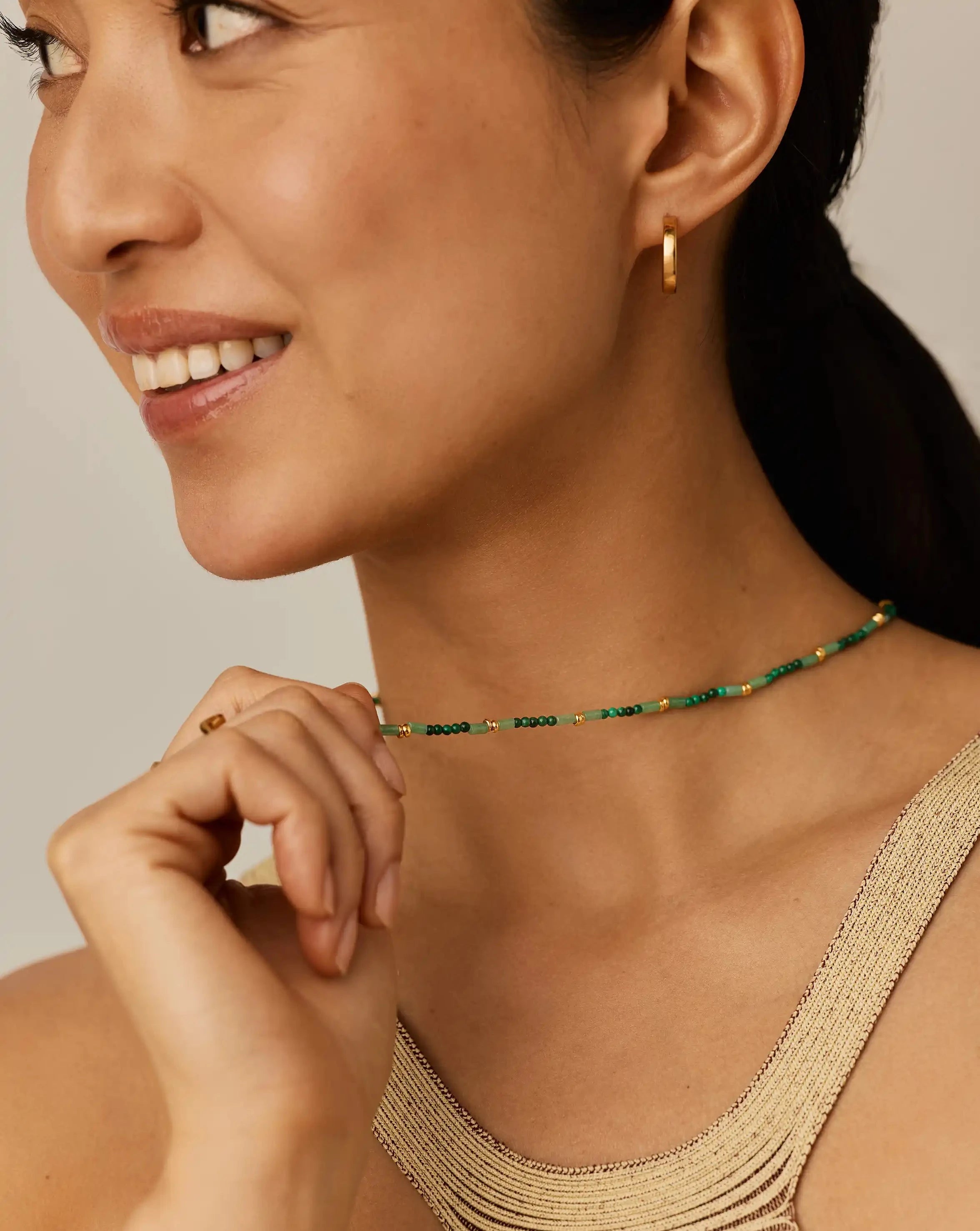 Beaded Gemstone Choker | 18ct Gold Plated/Mojito Green Necklaces Missoma 