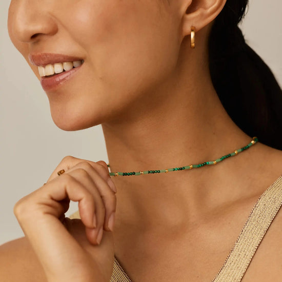 Beaded Gemstone Choker | 18ct Gold Plated/Mojito Green Necklaces Missoma 