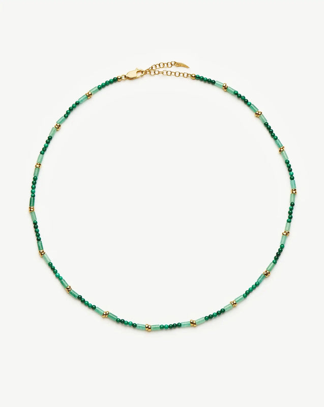 Beaded Gemstone Choker | 18ct Gold Plated/Mojito Green