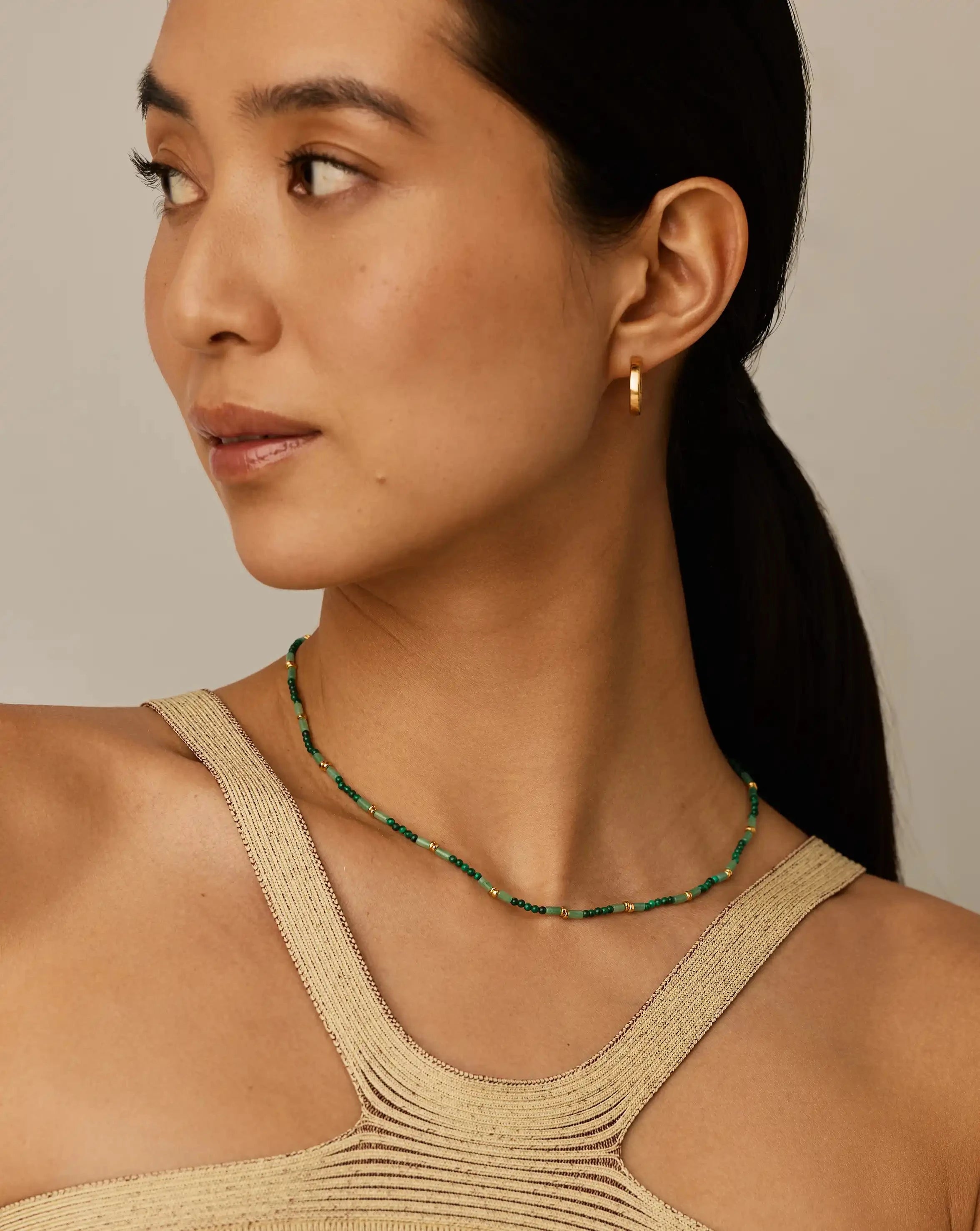 Beaded Gemstone Choker | 18ct Gold Plated/Mojito Green Necklaces Missoma 