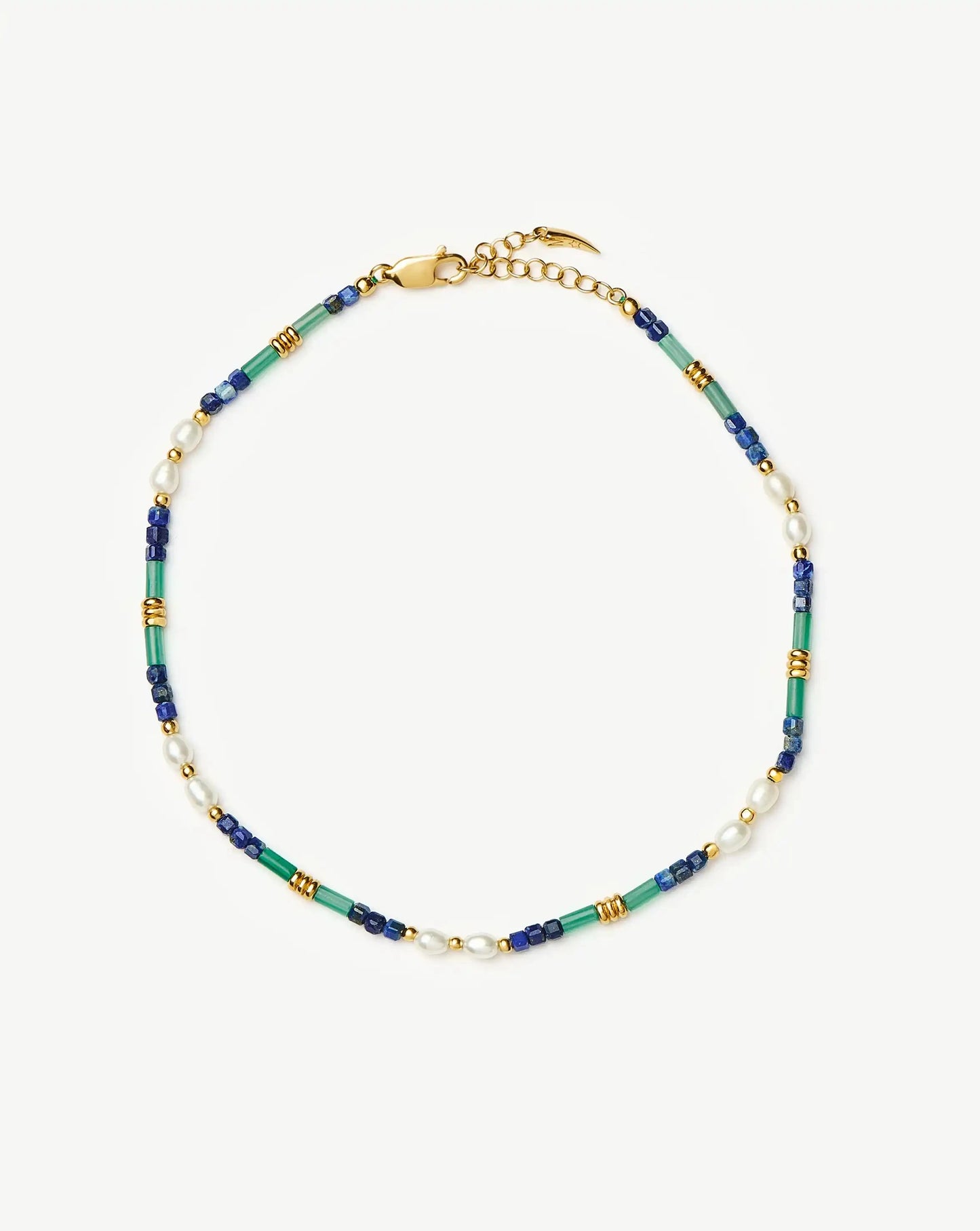 Beaded Gemstone & Pearl Anklet | 18ct Gold Plated/Lagoon Blue Anklets Missoma 