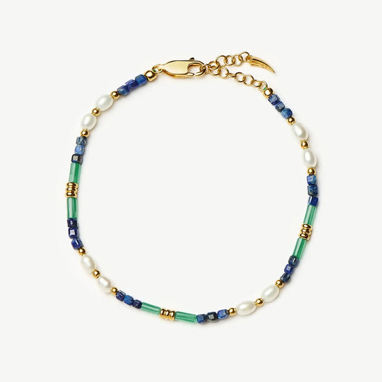 Beaded Gemstone & Pearl Bracelet | 18ct Gold Plated/Lagoon Blue Bracelets Missoma 