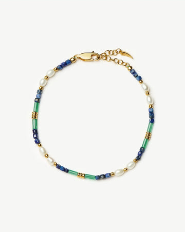 Beaded Gemstone & Pearl Bracelet | 18ct Gold Plated/Lagoon Blue Bracelets Missoma 