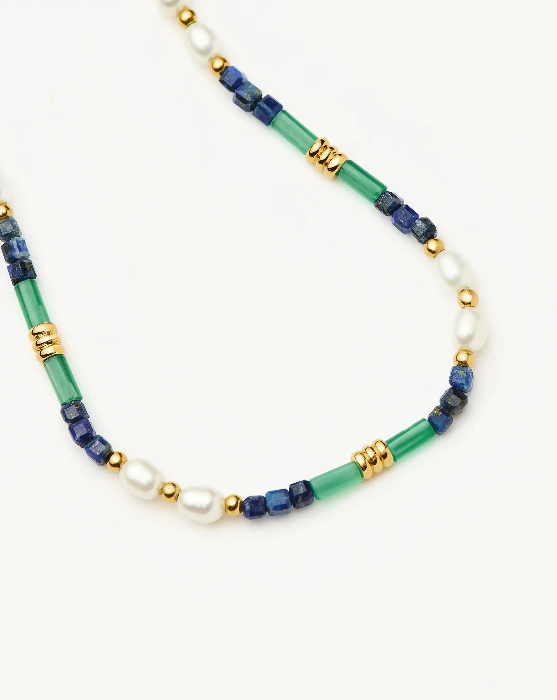 Beaded Gemstone & Pearl Bracelet | 18ct Gold Plated/Lagoon Blue Bracelets Missoma 