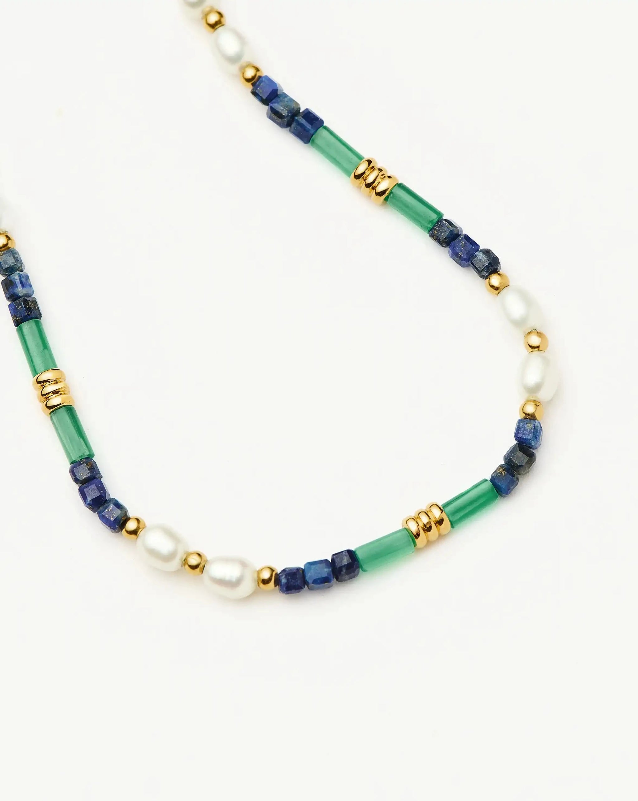 Beaded Gemstone & Pearl Bracelet | 18ct Gold Plated/Lagoon Blue Bracelets Missoma 