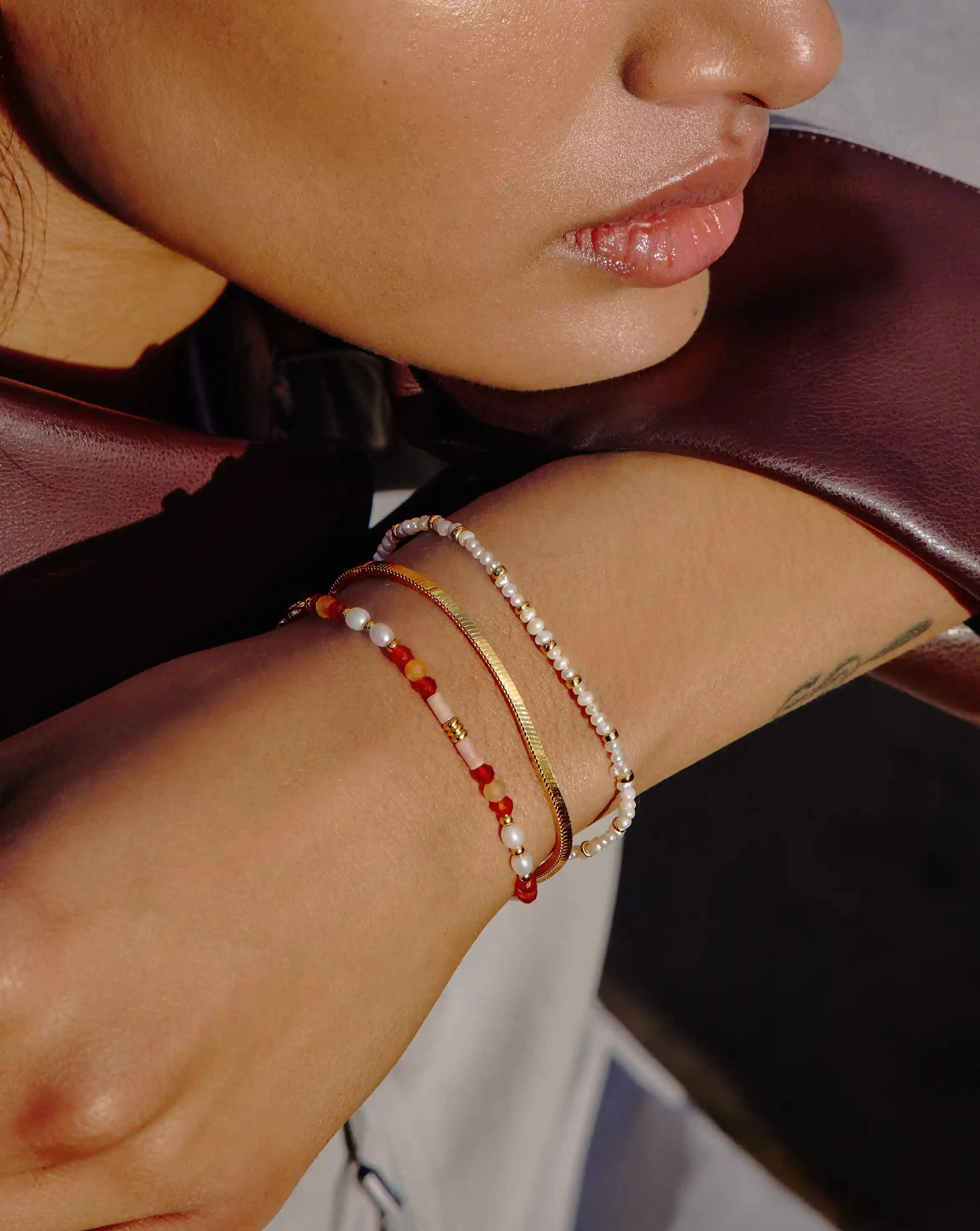 Beaded Gemstone & Pearl Bracelet | 18ct Gold Plated/Paloma Pink Bracelets Missoma 