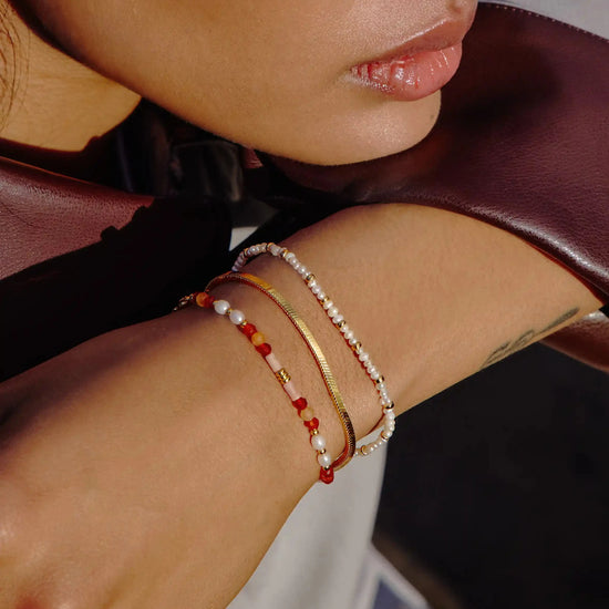 Beaded Gemstone & Pearl Bracelet | 18ct Gold Plated/Paloma Pink Bracelets Missoma 