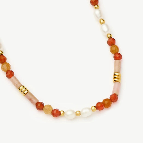 Beaded Gemstone & Pearl Bracelet | 18ct Gold Plated/Paloma Pink Bracelets Missoma 
