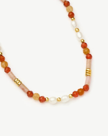 Beaded Gemstone & Pearl Bracelet | 18ct Gold Plated/Paloma Pink Bracelets Missoma 