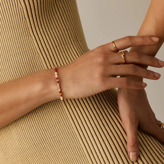Beaded Gemstone & Pearl Bracelet | 18ct Gold Plated/Paloma Pink Bracelets Missoma 
