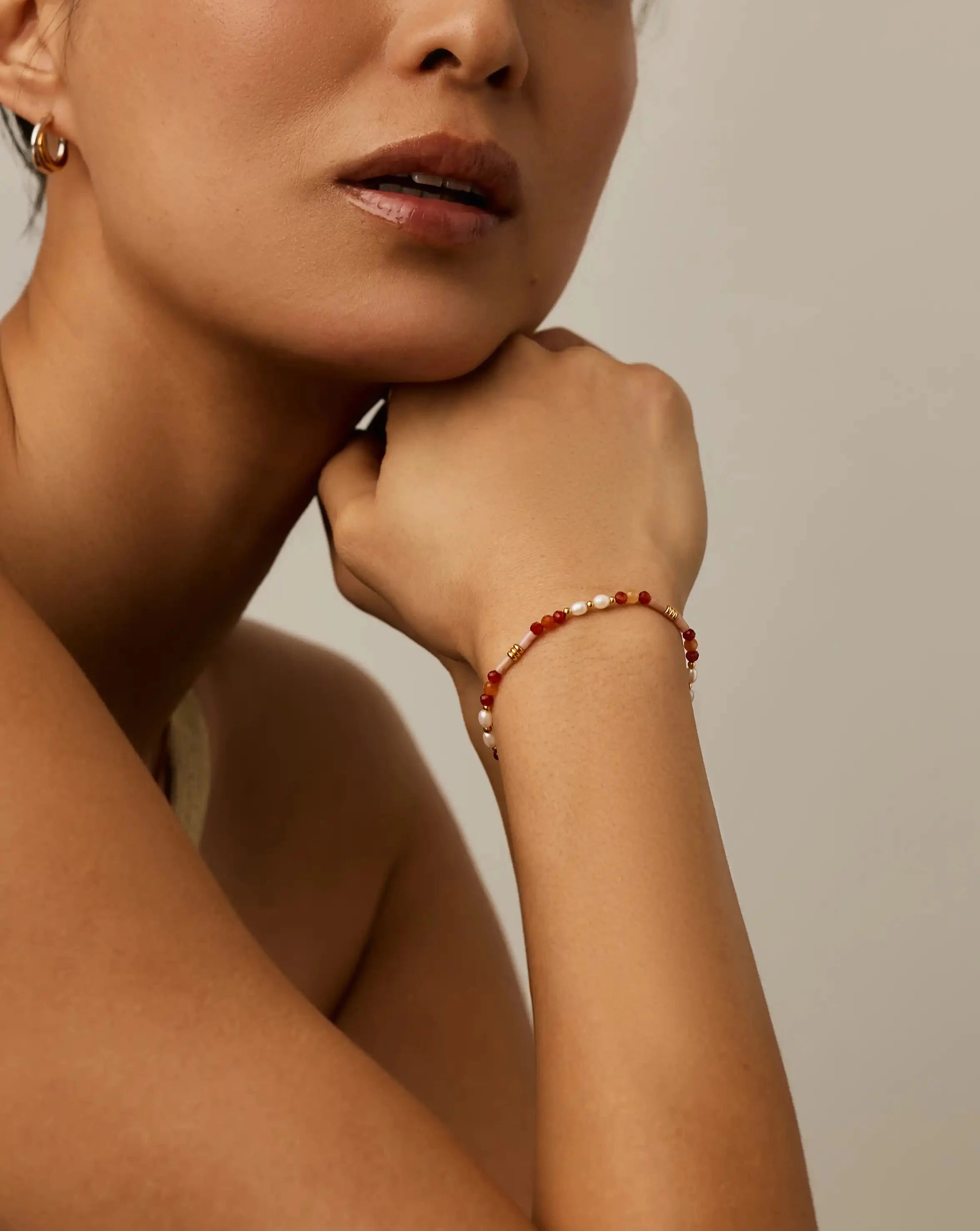 Beaded Gemstone & Pearl Bracelet | 18ct Gold Plated/Paloma Pink Bracelets Missoma 