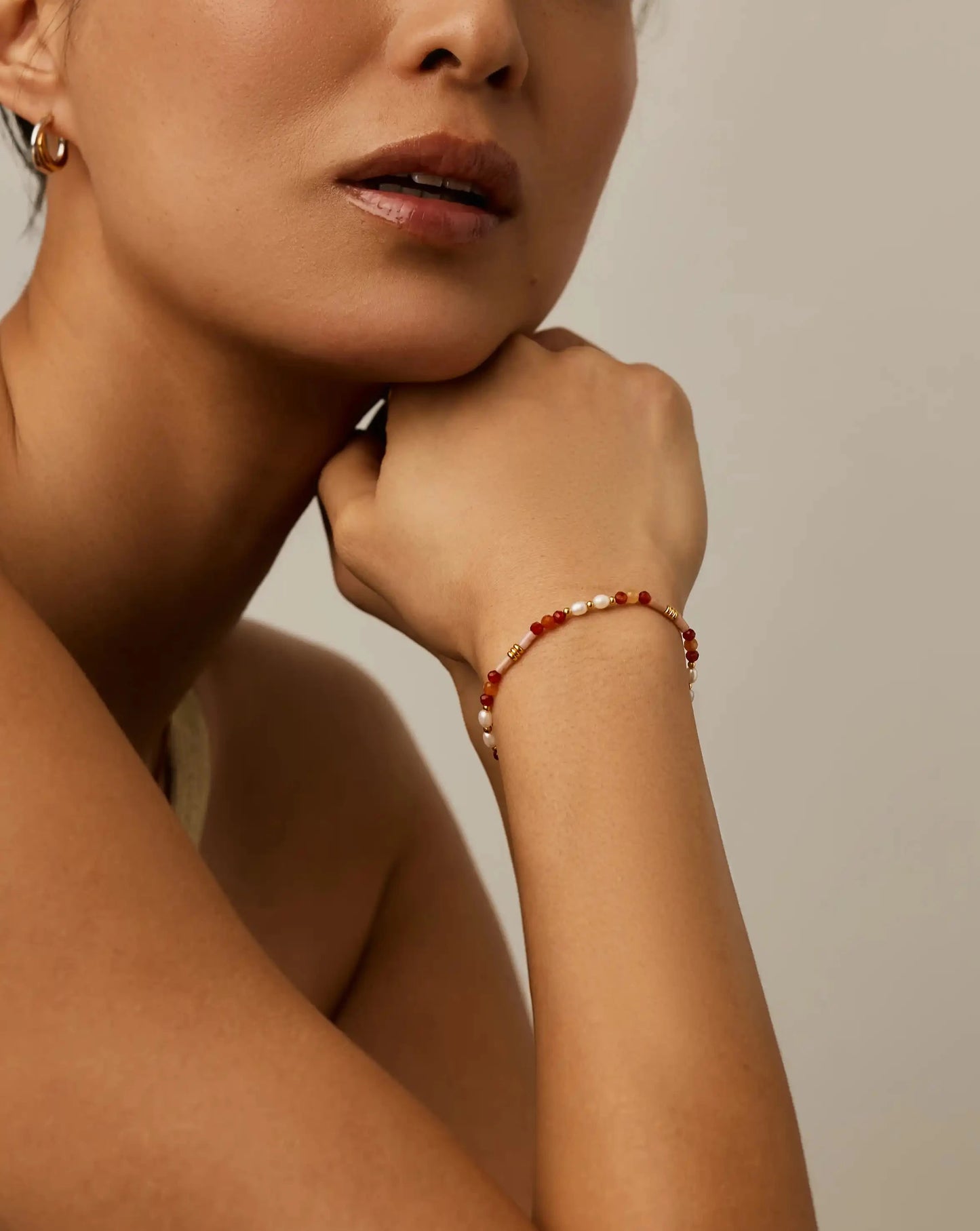 Beaded Gemstone & Pearl Bracelet | 18ct Gold Plated/Paloma Pink Bracelets Missoma 