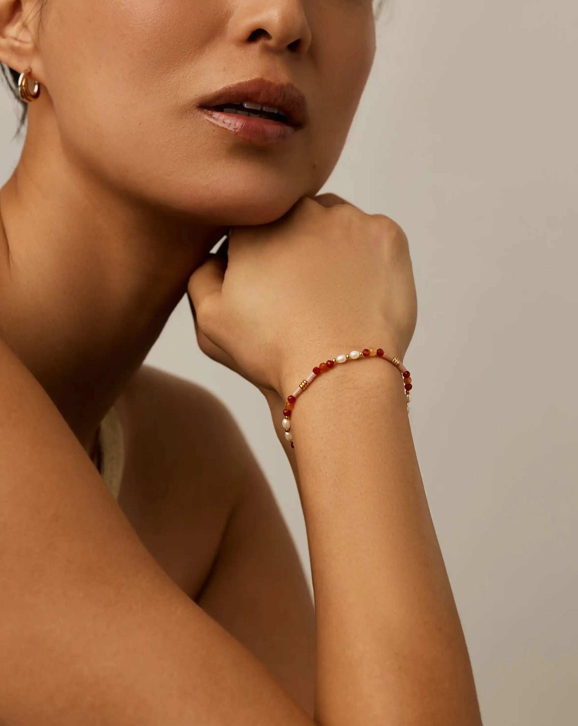Beaded Gemstone & Pearl Bracelet | 18ct Gold Plated/Paloma Pink Bracelets Missoma 