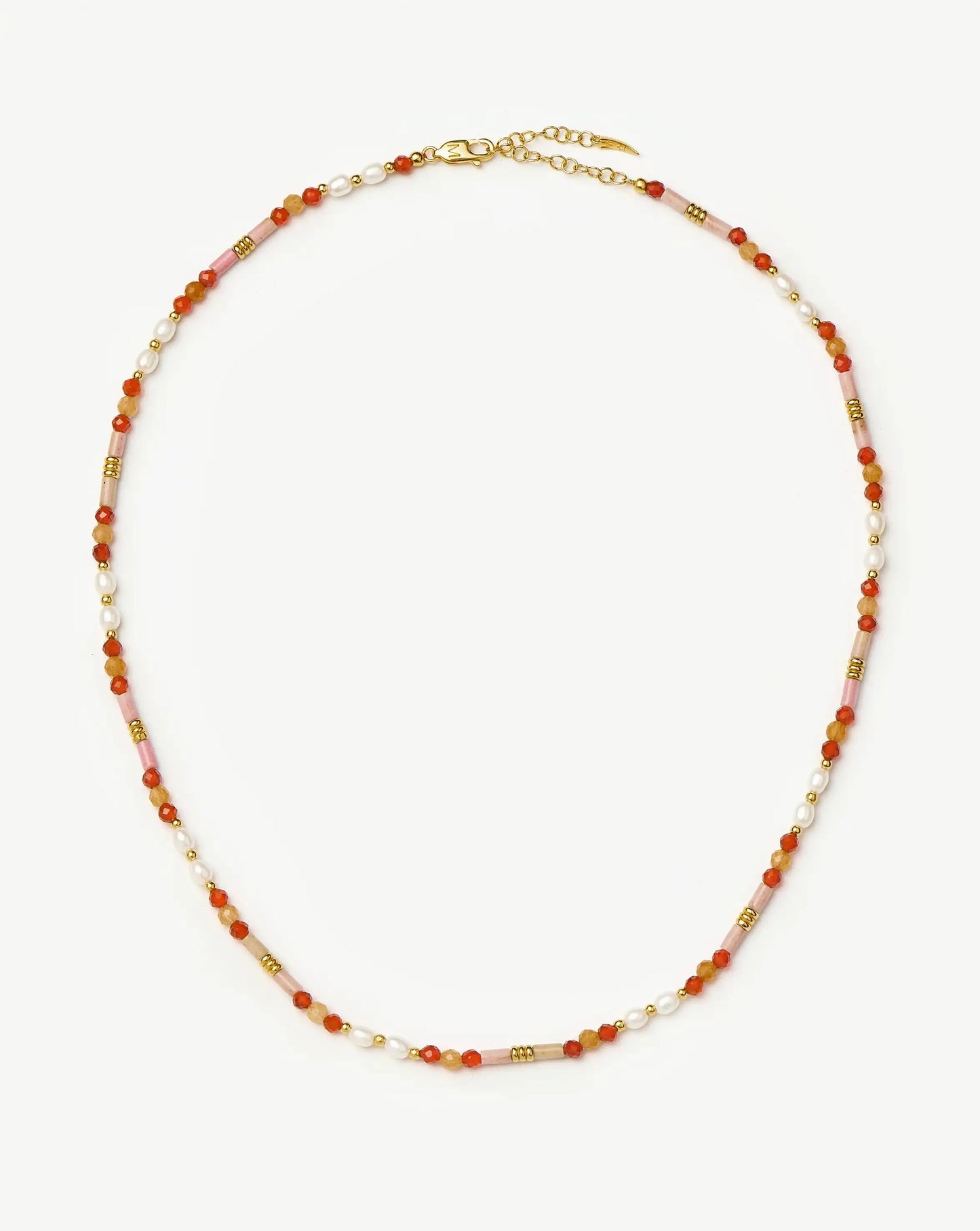 Beaded Gemstone & Pearl Short Necklace | 18ct Gold Plated/Paloma Pink Necklaces Missoma 