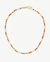 Beaded Gemstone & Pearl Short Necklace | 18ct Gold Plated/Paloma Pink Necklaces Missoma 