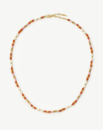 Beaded Gemstone & Pearl Short Necklace | 18ct Gold Plated/Paloma Pink Necklaces Missoma 