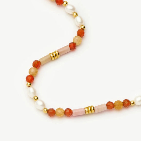 Beaded Gemstone & Pearl Short Necklace | 18ct Gold Plated/Paloma Pink Necklaces Missoma 