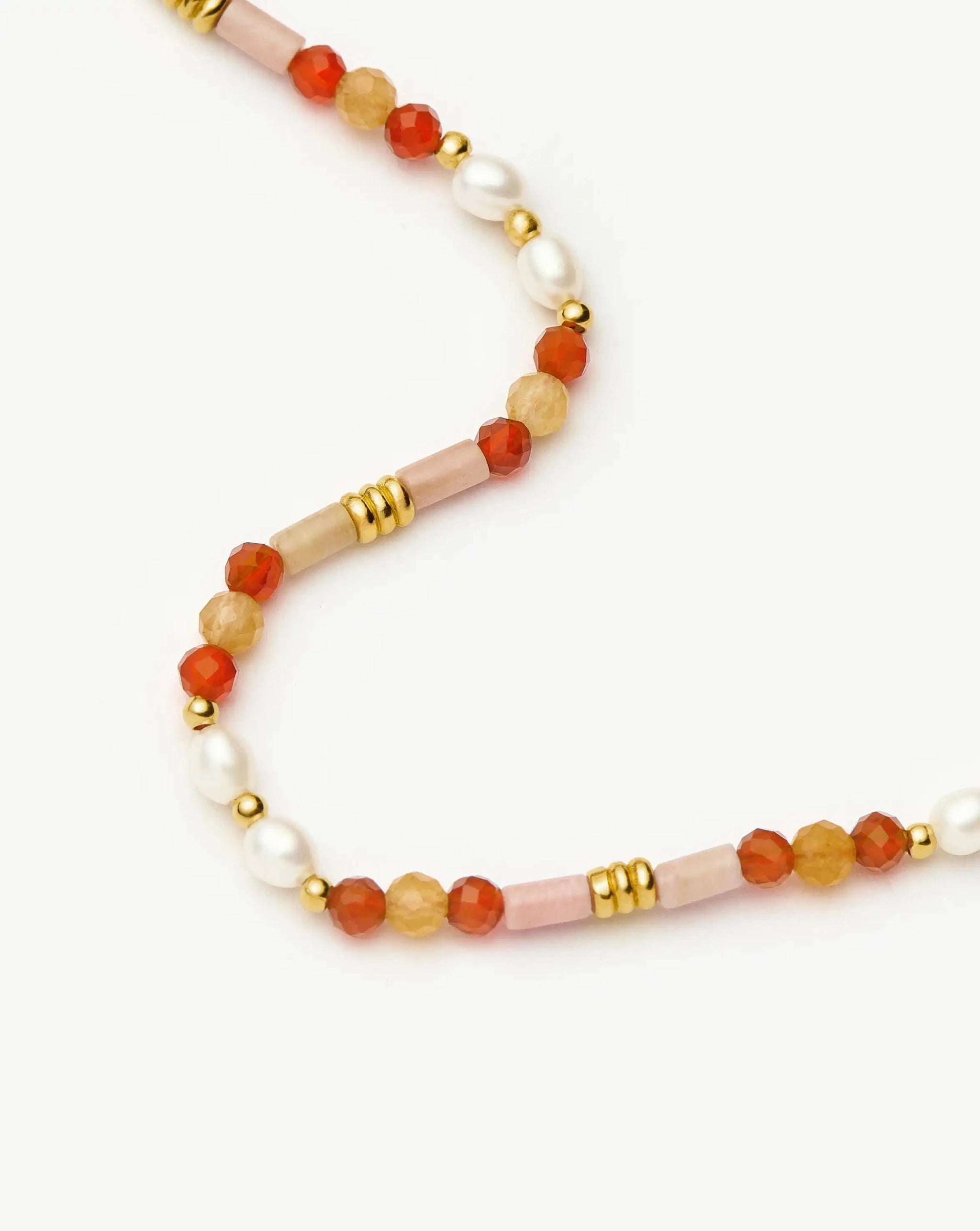 Beaded Gemstone & Pearl Short Necklace | 18ct Gold Plated/Paloma Pink Necklaces Missoma 