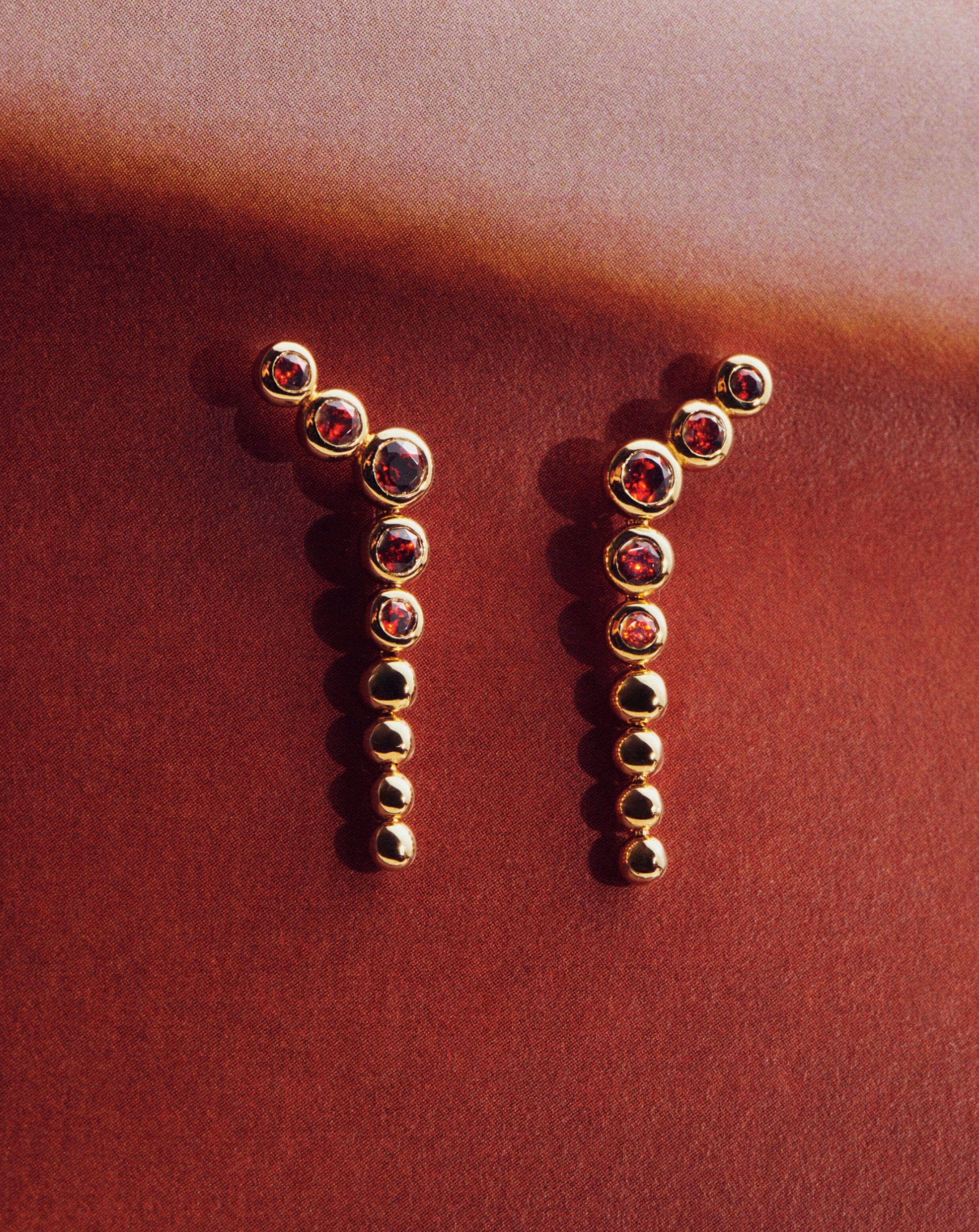 Beaded Red Garnet Gemstone Drop Stud Earrings Earrings Missoma 