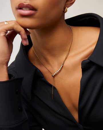 Beaded Stone Slider Lariat Necklace | 18ct Gold Vermeil/Cubic Zirconia Necklaces Missoma 