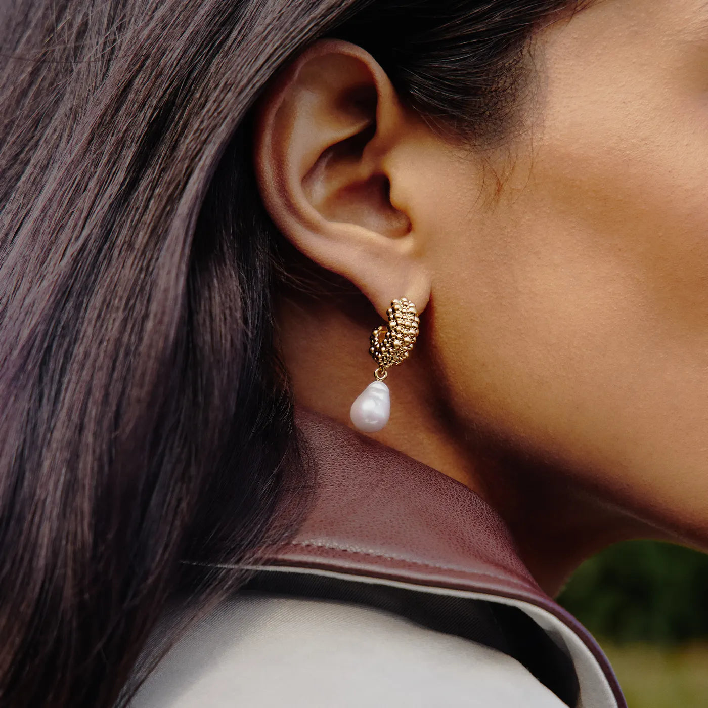Pearl Baya Hoop Earring