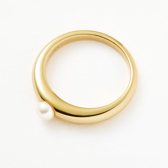 Button Pearl Classic Stacking Ring | 18ct Gold Plated Vermeil/Pearl Rings Missoma 