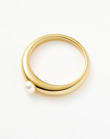 Button Pearl Classic Stacking Ring | 18ct Gold Plated Vermeil/Pearl Rings Missoma 