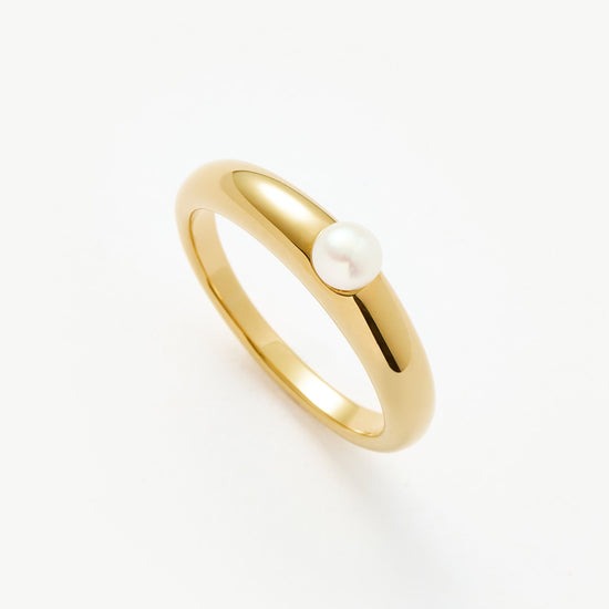 Button Pearl Classic Stacking Ring | 18ct Gold Plated Vermeil/Pearl Rings Missoma 