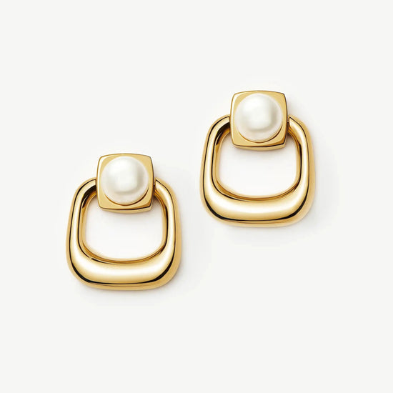 Button Pearl Statement Stud Earrings | 18ct Gold Plated/Pearl Earrings Missoma 