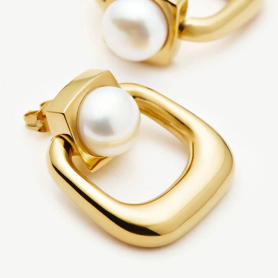 Button Pearl Statement Stud Earrings | 18ct Gold Plated/Pearl Earrings Missoma 