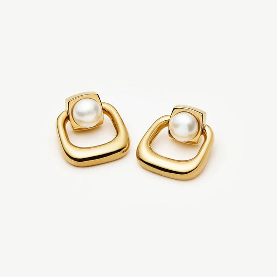 Button Pearl Statement Stud Earrings | 18ct Gold Plated/Pearl Earrings Missoma 