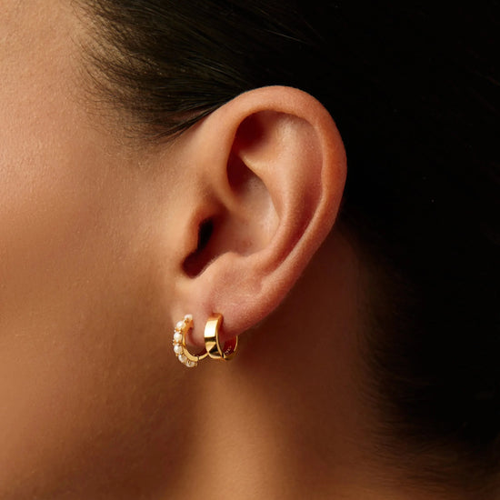 Chubby & Gemstone Huggies Set | 18ct Gold Plated Vermeil / Pearl Earrings Missoma 