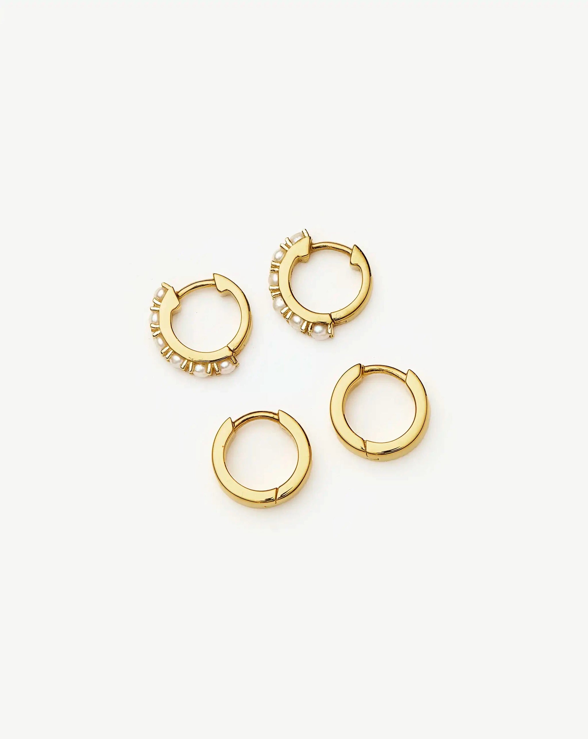 Chubby & Gemstone Huggies Set | 18ct Gold Plated Vermeil / Pearl Earrings Missoma 
