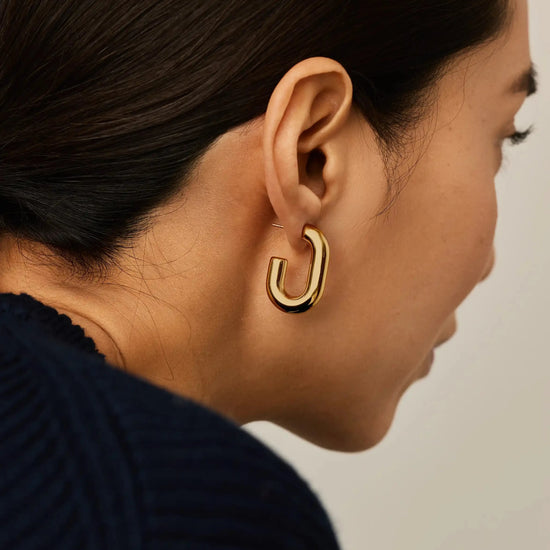 Chubby Oval Medium Hoop Earrings | 18ct Gold Plated Earrings Missoma 