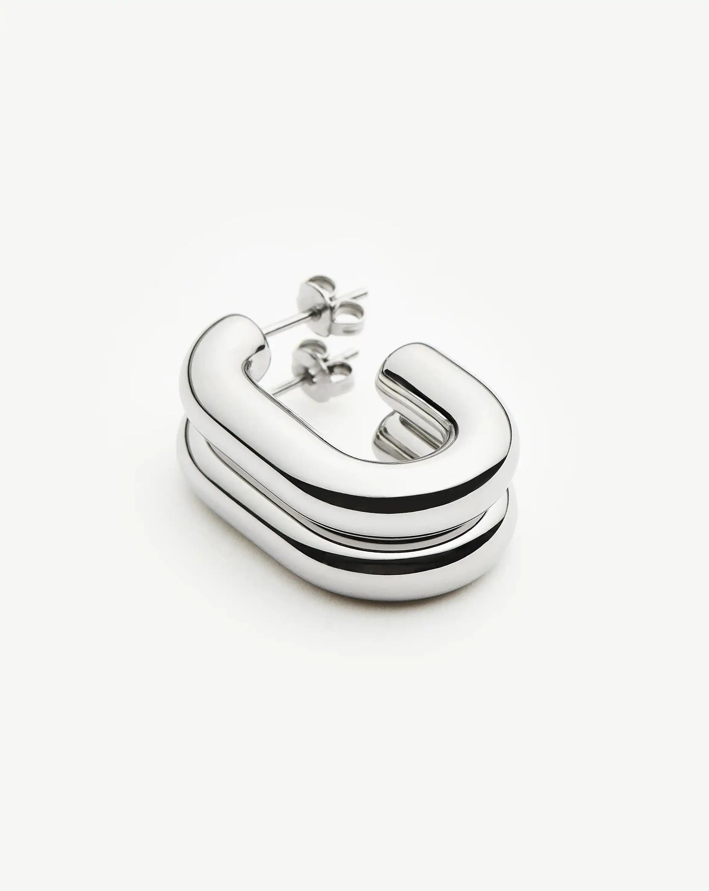 Chubby Oval Medium Hoop Earrings | Platinum Plated Earrings Missoma 