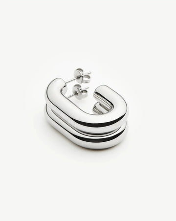 Chubby Oval Medium Hoop Earrings | Platinum Plated Earrings Missoma 