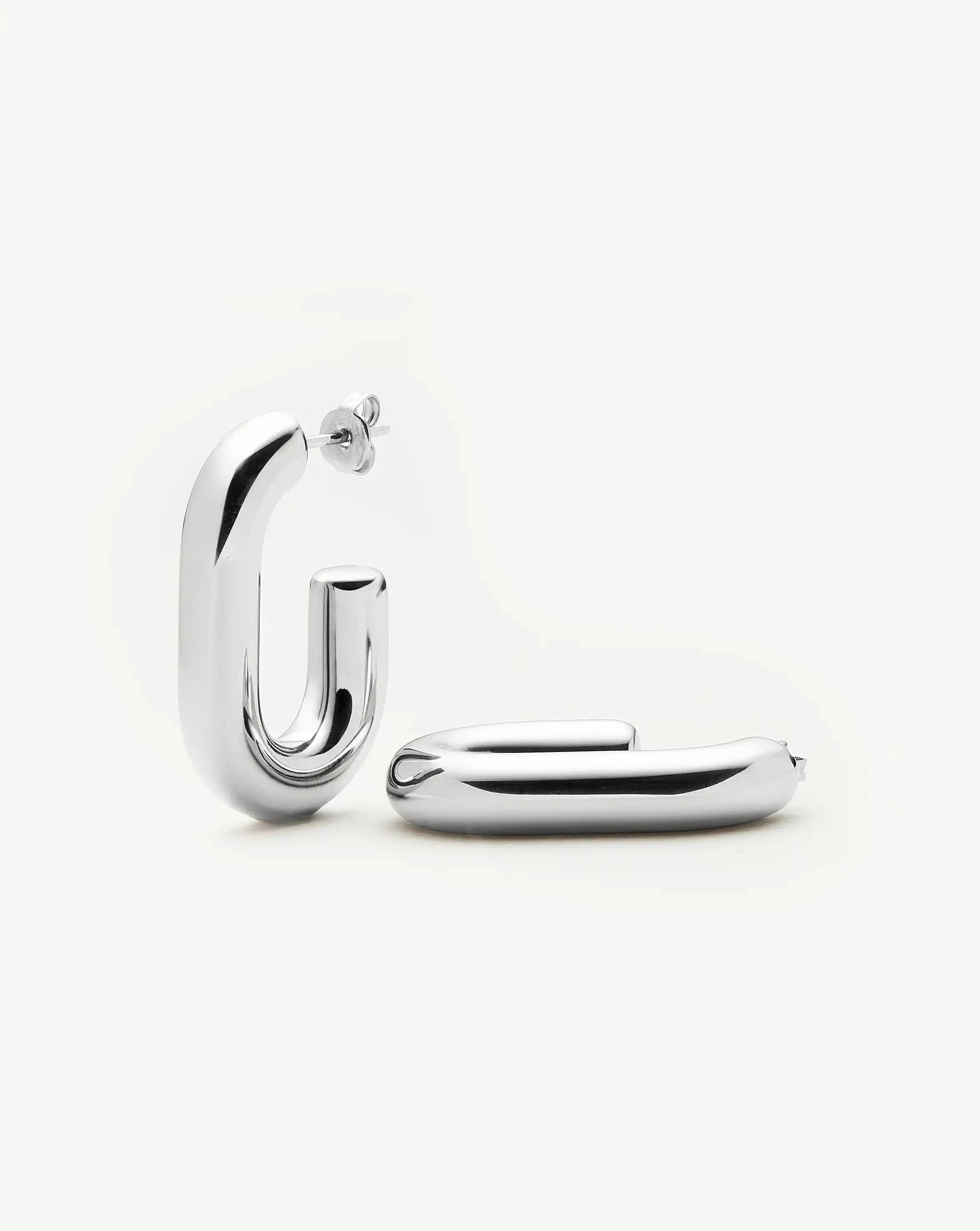 Chubby Oval Medium Hoop Earrings | Platinum Plated Earrings Missoma 
