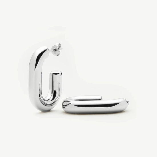 Chubby Oval Medium Hoop Earrings | Platinum Plated Earrings Missoma 