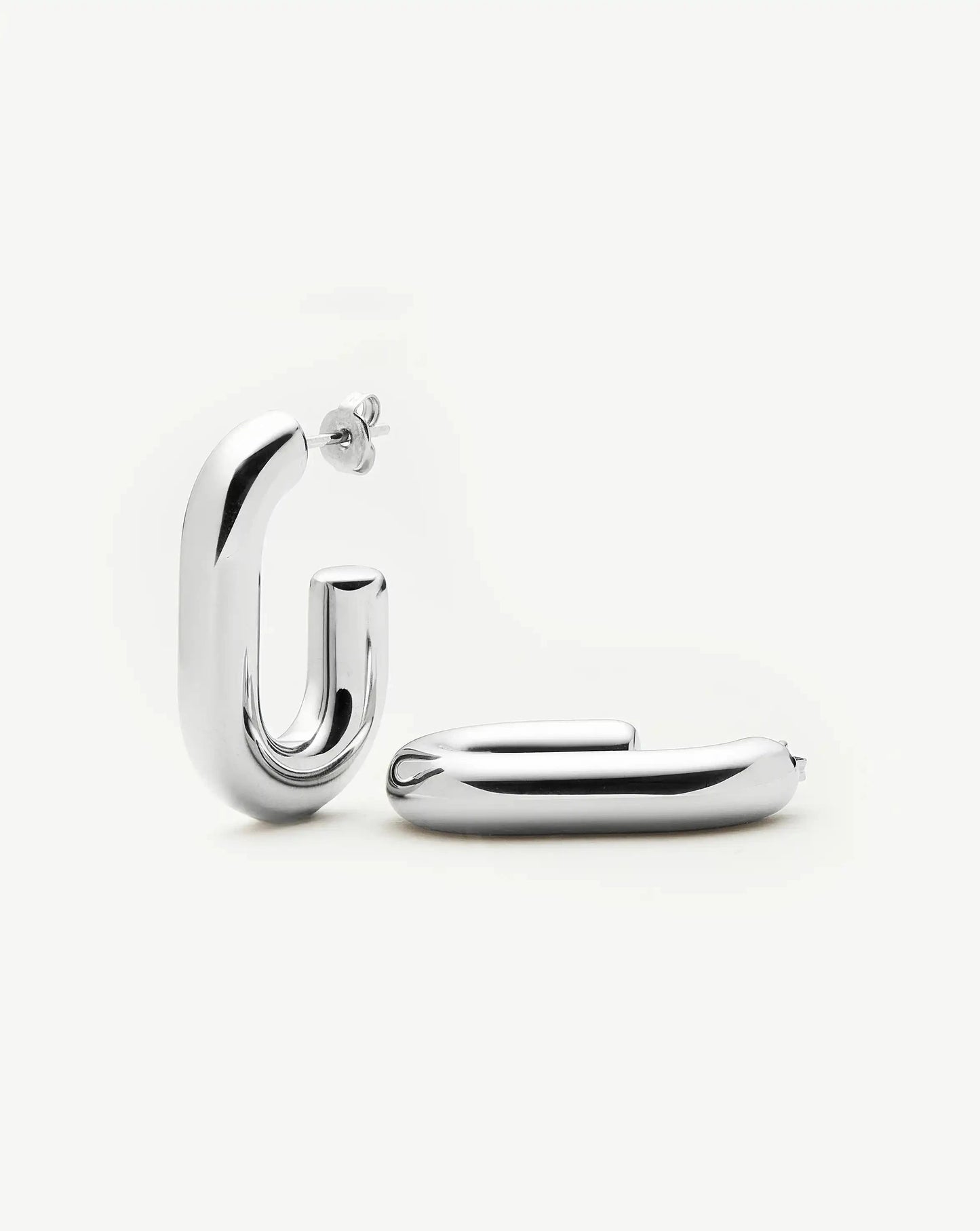 Chubby Oval Medium Hoop Earrings | Platinum Plated Earrings Missoma 