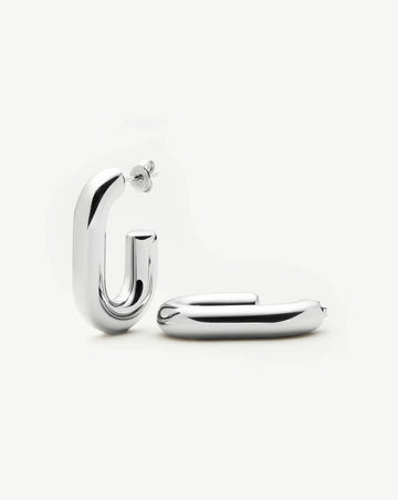 Chubby Oval Medium Hoop Earrings | Platinum Plated Earrings Missoma 