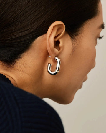 Chubby Oval Medium Hoop Earrings | Platinum Plated Earrings Missoma 