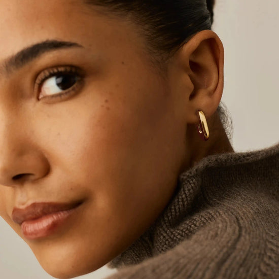Chubby Oval Small Hoop Earrings | 18ct Gold Plated Earrings Missoma 