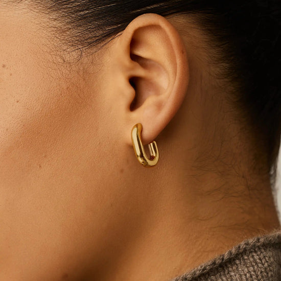 Chubby Oval Small Hoop Earrings | 18ct Gold Plated Earrings Missoma 