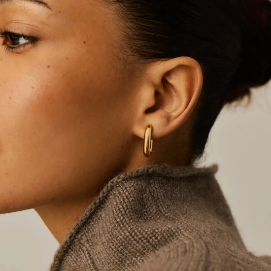 Chubby Oval Small Hoop Earrings | 18ct Gold Plated Earrings Missoma 