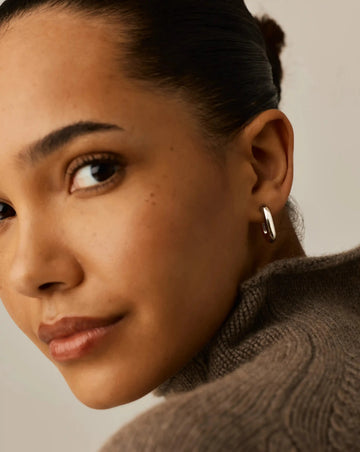 Chubby Oval Small Hoop Earrings | Platinum Plated Earrings Missoma 