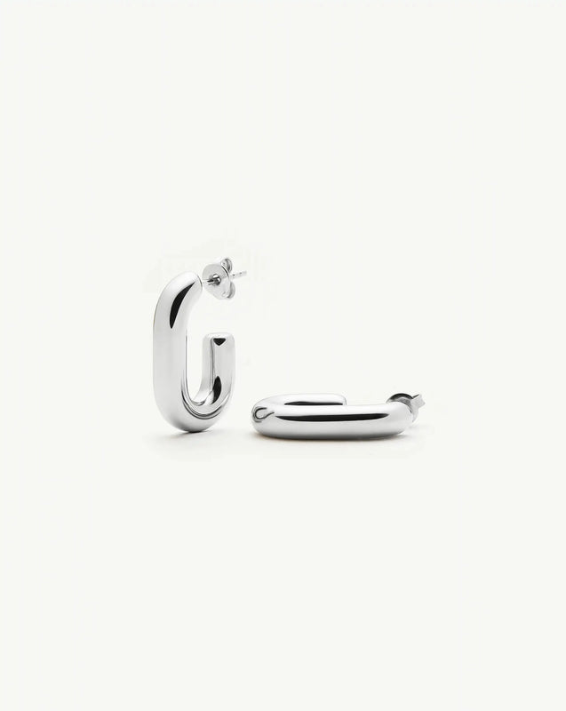 Chubby Oval Small Hoop Earrings | Platinum Plated