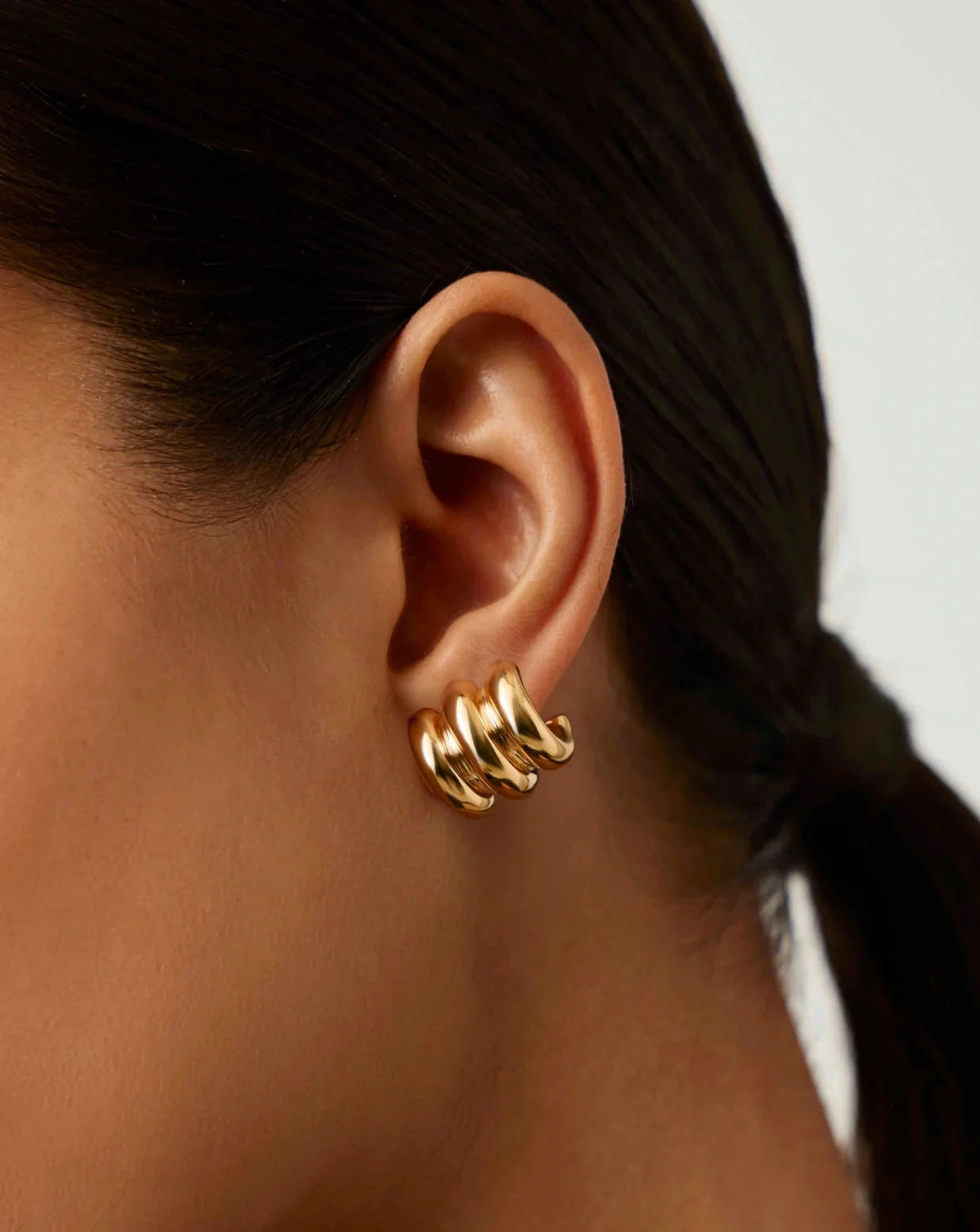 Chubby Triple Small Hoop Earrings | 18ct Gold Plated Earrings Missoma 